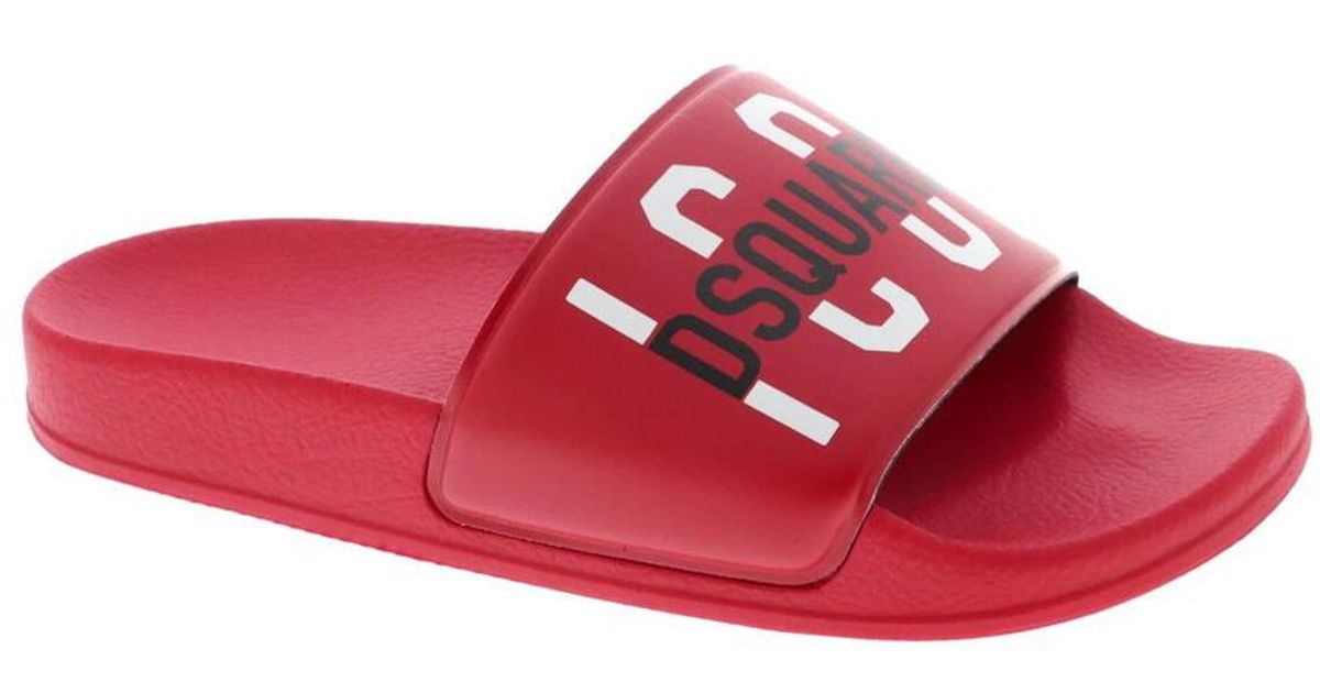 Dsquared2 Slide Sandal Red | Derodeloper.com