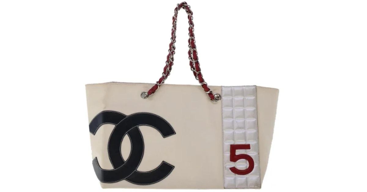 Borsa chanel tote in tela bianca usata di Chanel Vintage in Bianco | Lyst