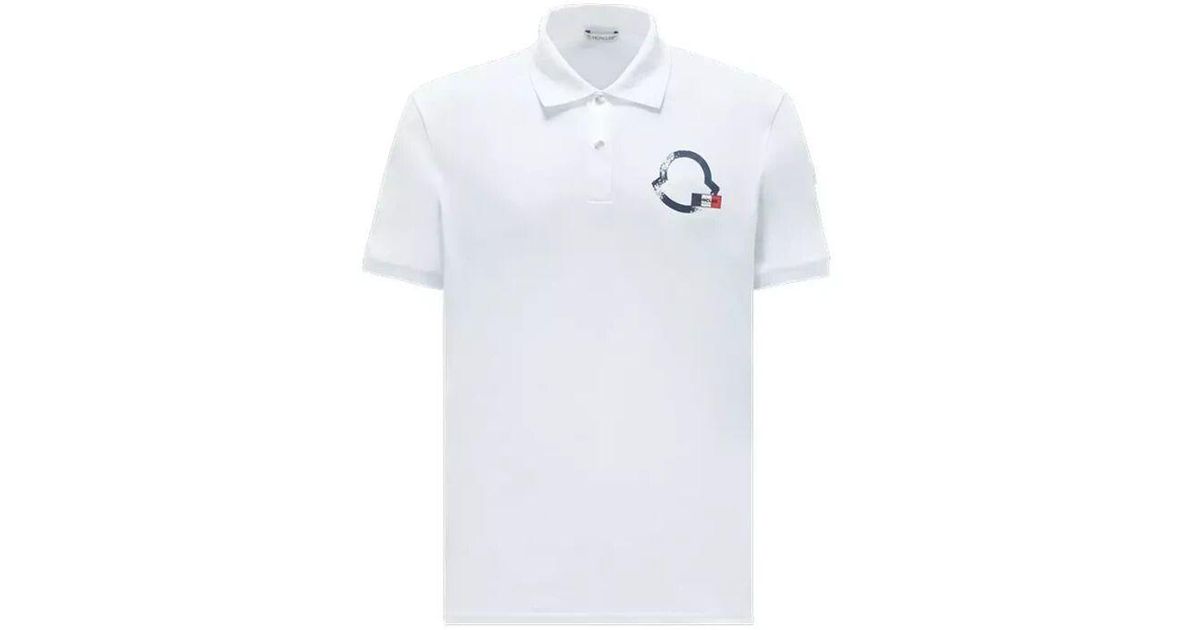 ポロシャツ MONCLER Logo Embroidered Short-Sleeved Polo Shirt White Moncler Chest Logo Polo Short Sleeved White