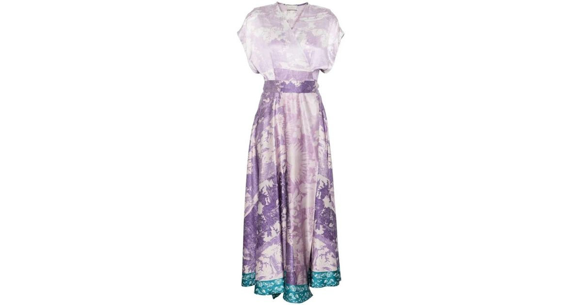 Pierre Louis Mascia Wrap Dresses in Purple | Lyst