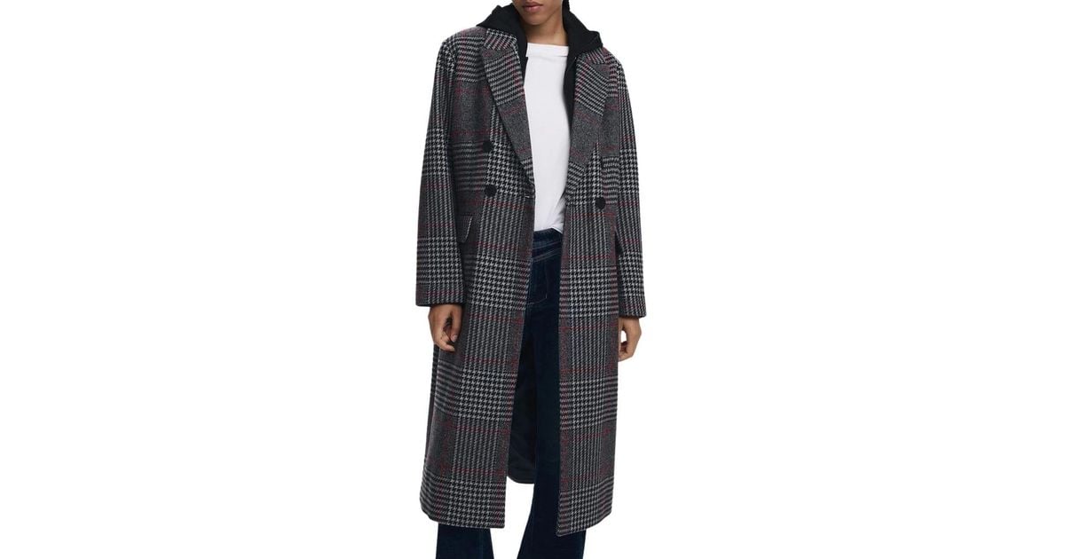 Desigual Langer Tartan-Mantel in Schwarz Lyst DE - Main Image