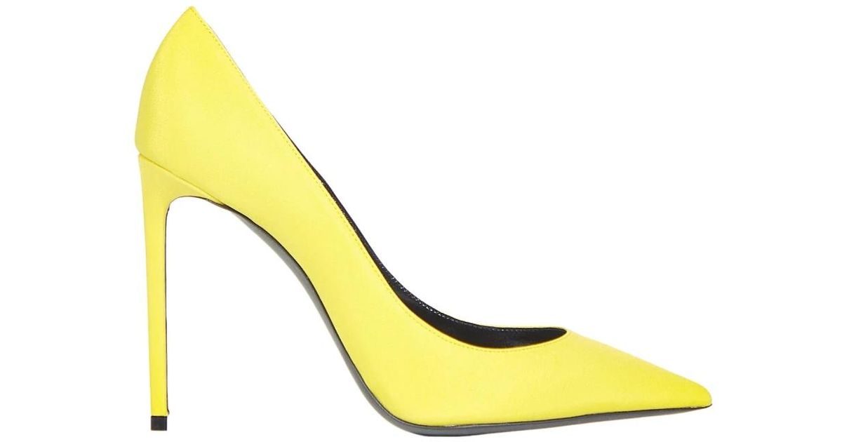 Zapatos de tacón de seda de Saint Laurent de color Amarillo | Lyst