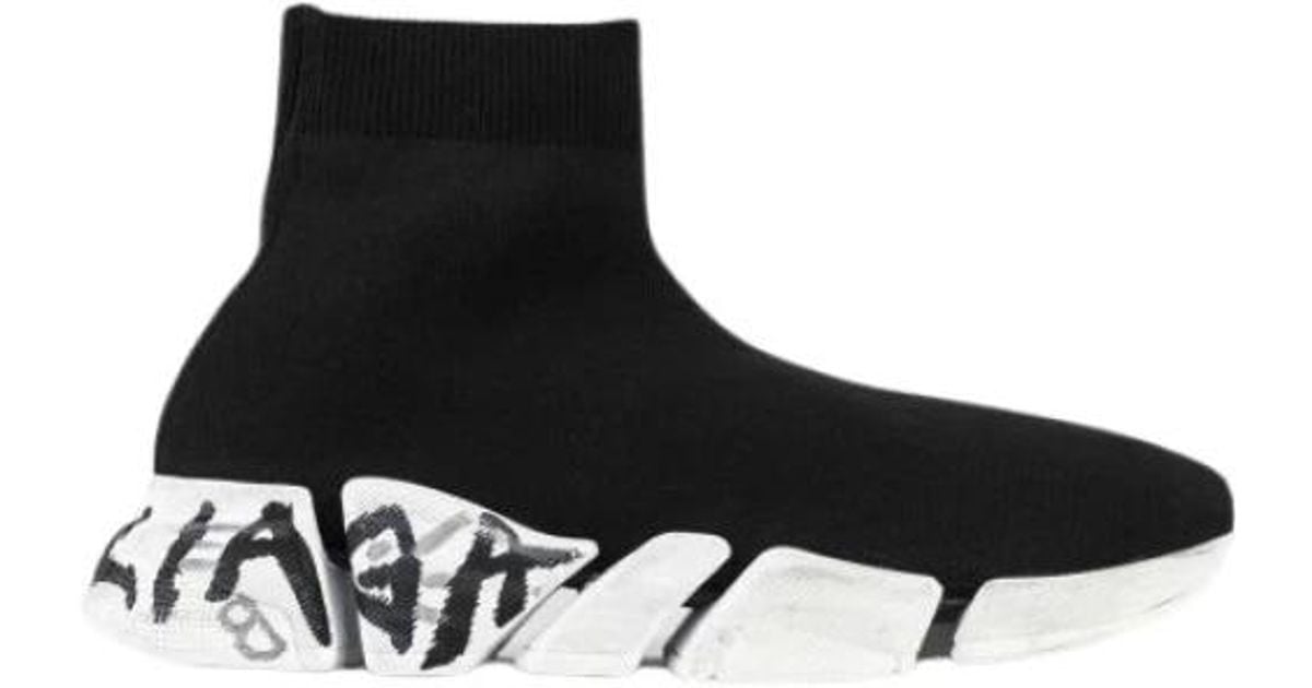 Sneaker graffiti negro con suela blanca Balenciaga de hombre de