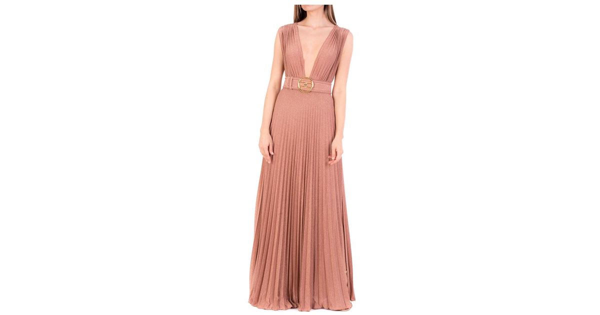 Abito Red Carpet con cintura gold Ab14913E2 di Elisabetta Franchi in Rosa |  Lyst