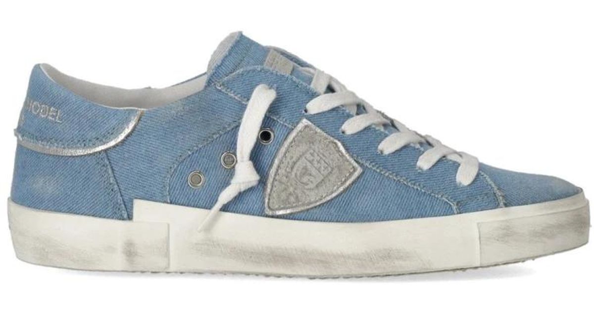【関税&送料込】Philippe Model Sneakers Blue Sneaker Philippe Model Paris X in blue nubuck leather with
