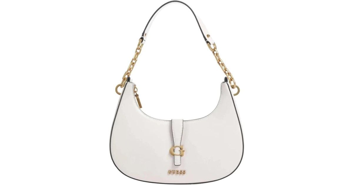 Borsa a spalla bianca con dettagli dorati di Guess in Bianco Lyst