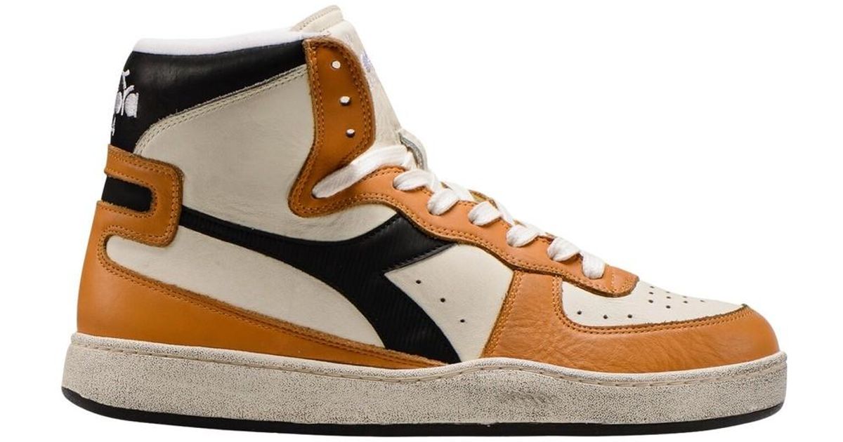 Diadora Heritage Mi Basket Row Cut Used Wit/Oranje om te zoenen