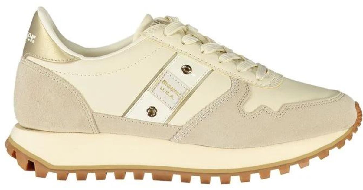 Blauer Beige Polyester Sneaker