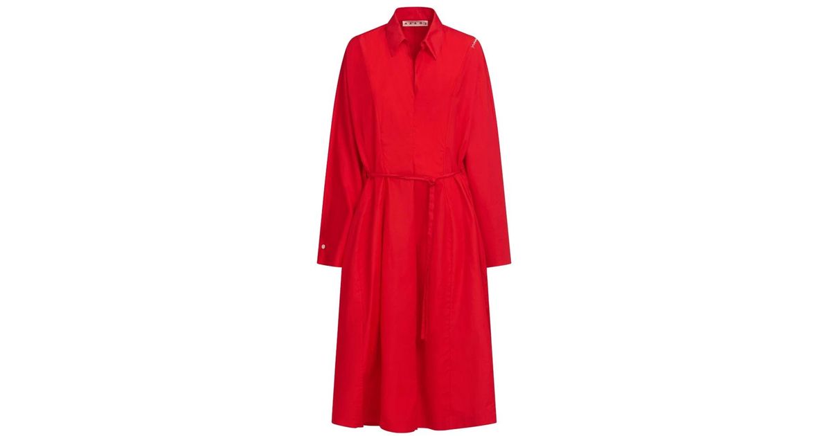 ワンピース Marni Midi Shirt Dress Organic cotton shirt dress with Marni Symbol | Marni