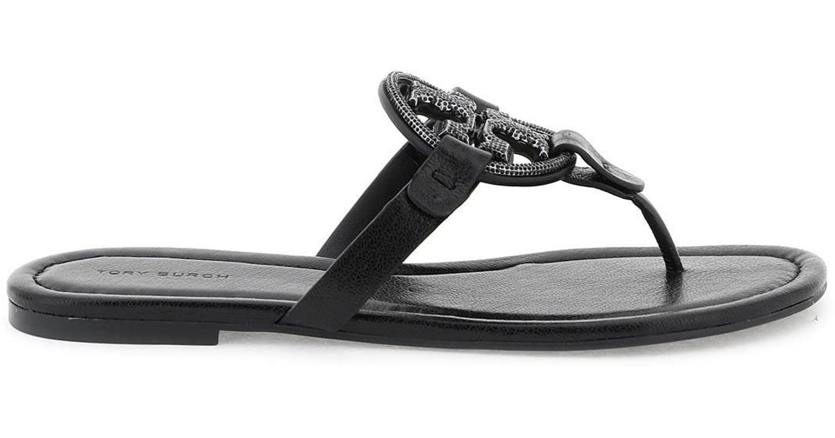 Tory Burch 'miller' Sandals With Pave in Black | Lyst