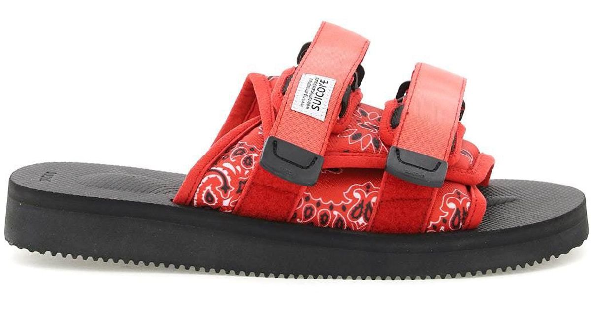 Red slides and flip flops Leather sandals Mens Shoes Sandals for Men Save 45% Red Suicoke Synthetic Bandana-print Moto-cab Mules in Red 