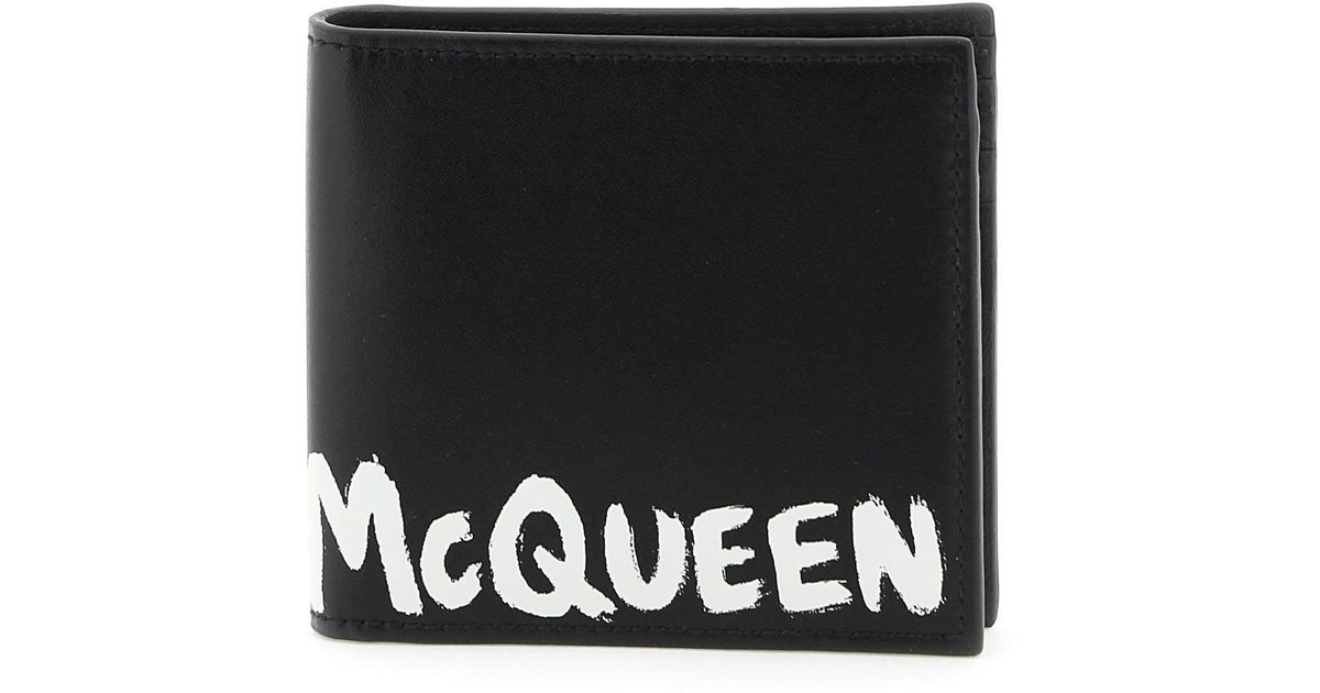 Alexander McQueen 'mcqueen Graffiti' Bi-fold Wallet in Black for Men | Lyst
