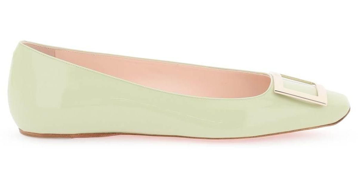Roger Vivier Patent Leather 'trompette' Ballerina Flats in Green | Lyst