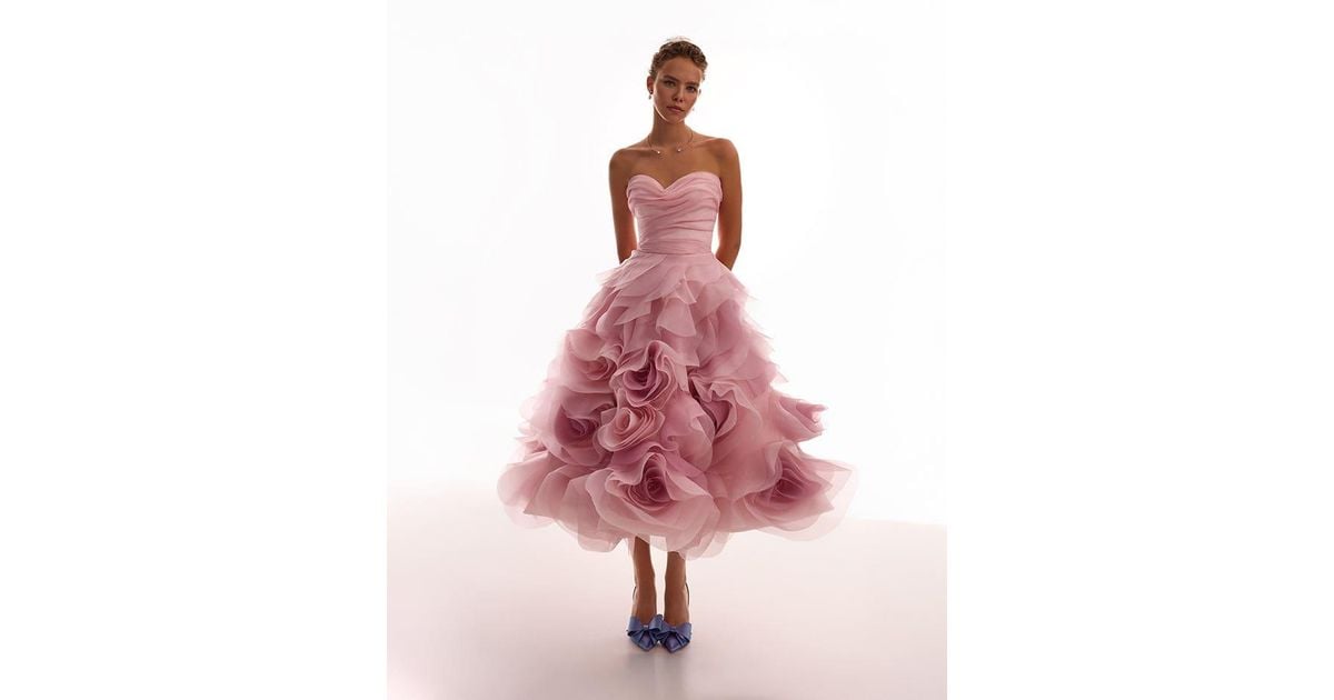 strapless open back dress Light Pink Tassel Long Prom Dress A Line Formal Dress Evening Dress 124 –  JulyProm main image 1
