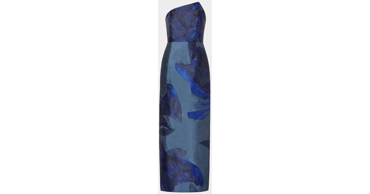 navy blue dress for baby girl MILLY Asymmetrical Forest Jacquard Maxi Dress in Blue