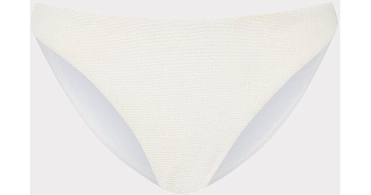 MILLY Margot Solid Texture Bikini Bottom in White | Lyst