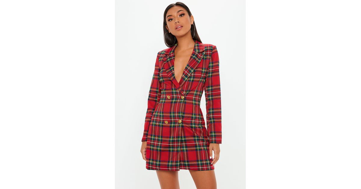 red check blazer dress
