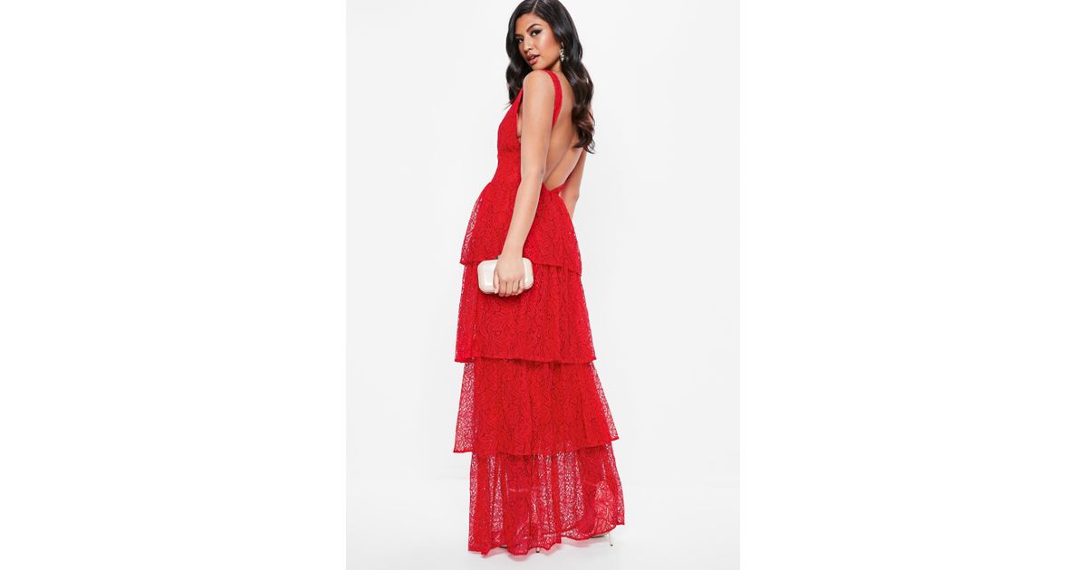 red frill maxi dress