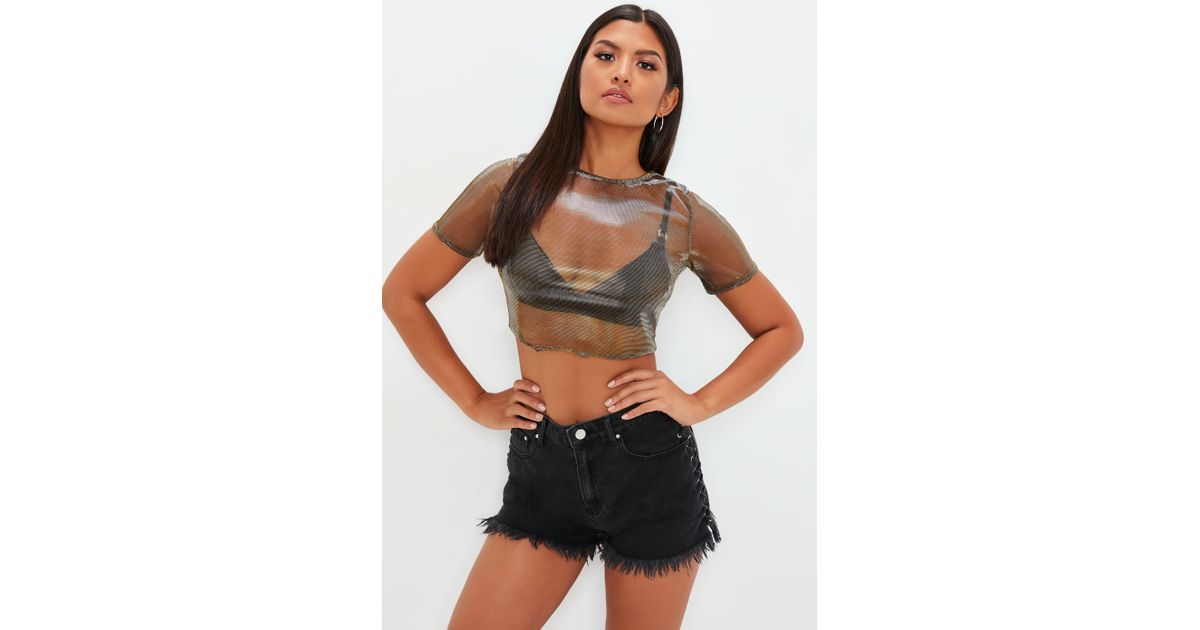 gold mesh crop top