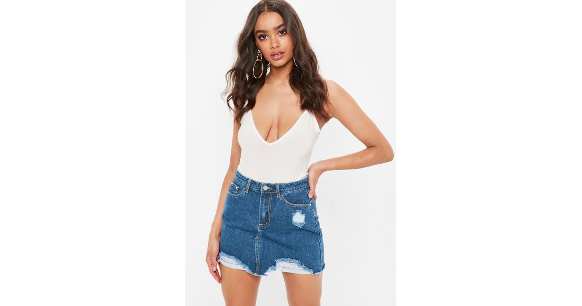 missguided ripped denim skirt