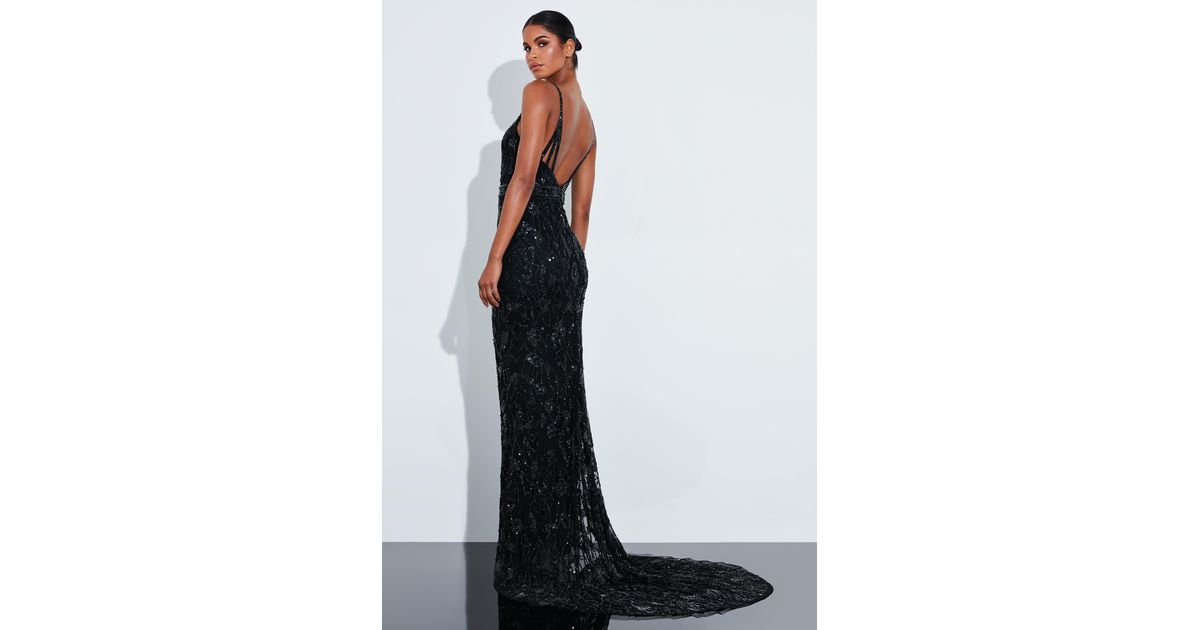 embellished fishtail maxi dress