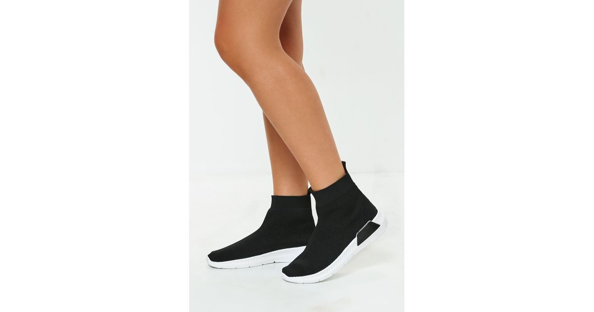 Missguided Black Sock Trainers - Lyst