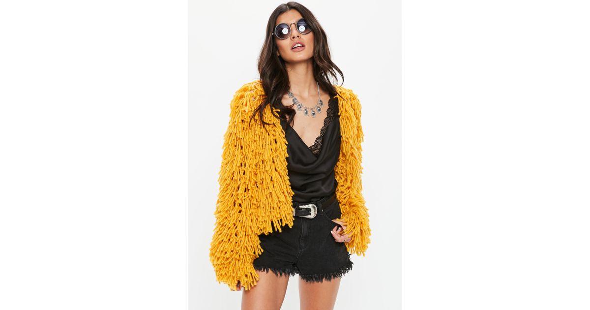 mustard shaggy cardigan