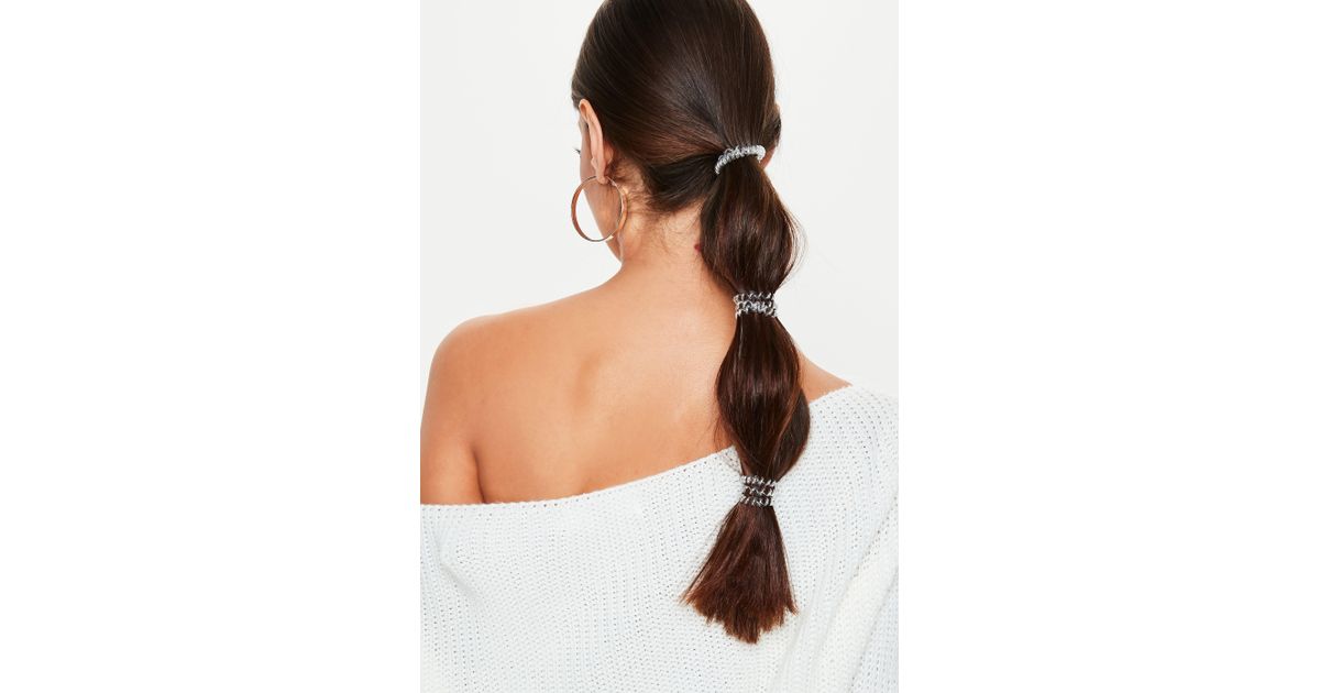 Missguided Invisibobble 3 Pack Silver Original Hair Bobble In