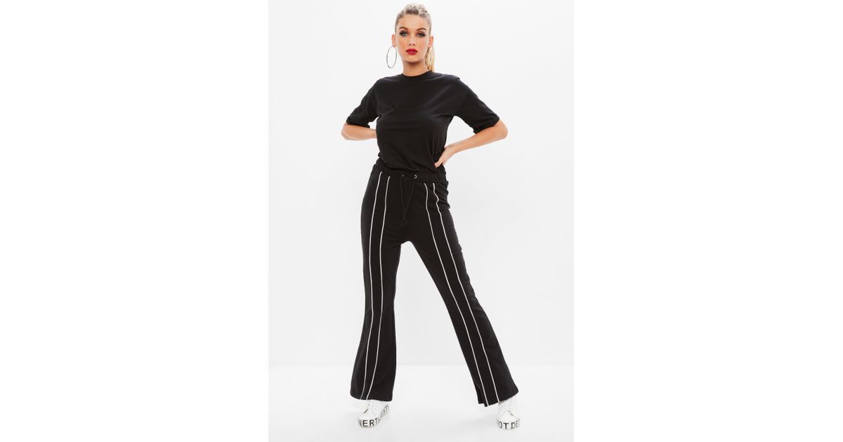 Missguided Synthetic Black Drawstring Stripe Tracksuit Jumpsuit - Lyst