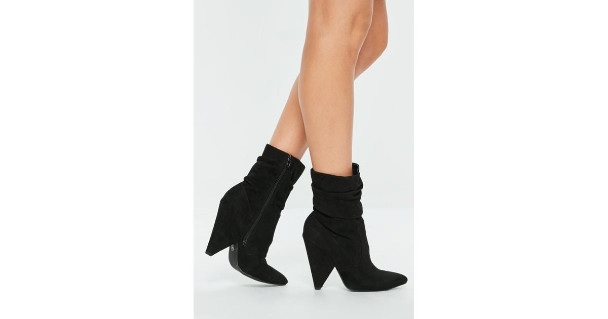 black cone heel ankle boots