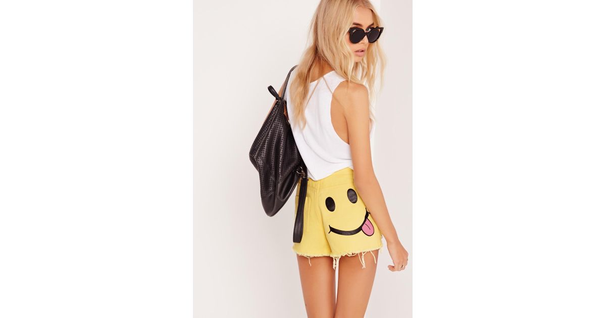 yellow winky face shorts