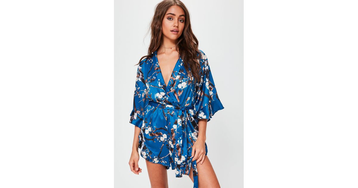 blue satin playsuit