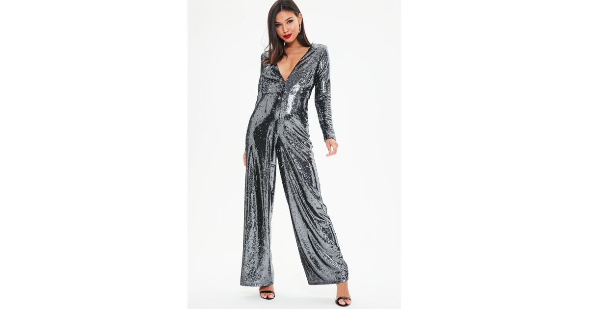 missguided sequin jumpsuit