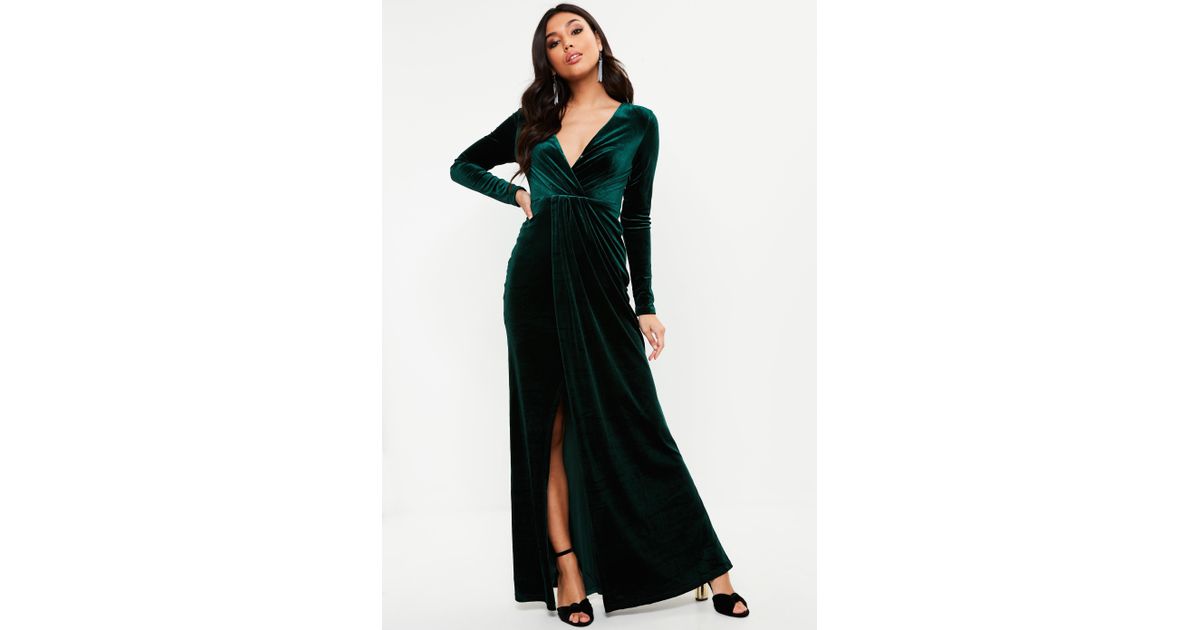 long sleeve velvet maxi dress