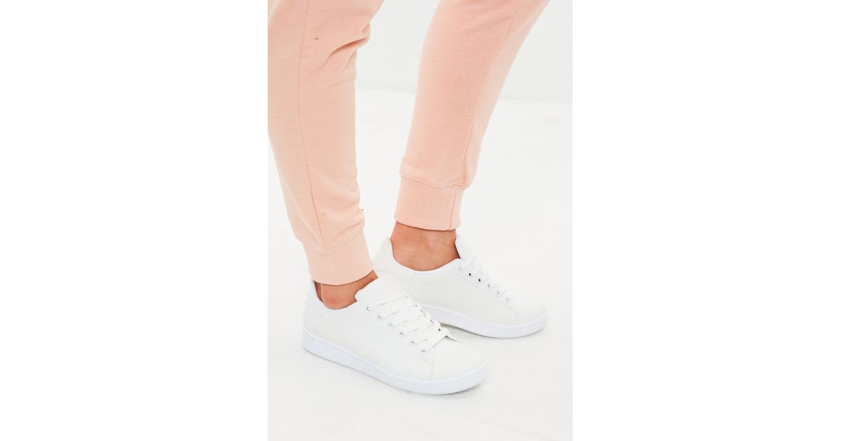 Missguided White Faux Leather Trainers 