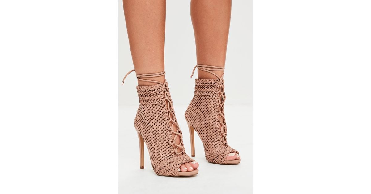 peep toe beige booties