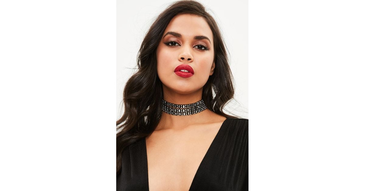 black wide choker necklace