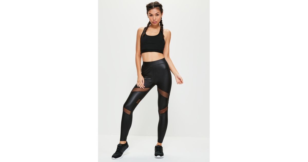Missguided Active Black Wet Look Leggings - Lyst