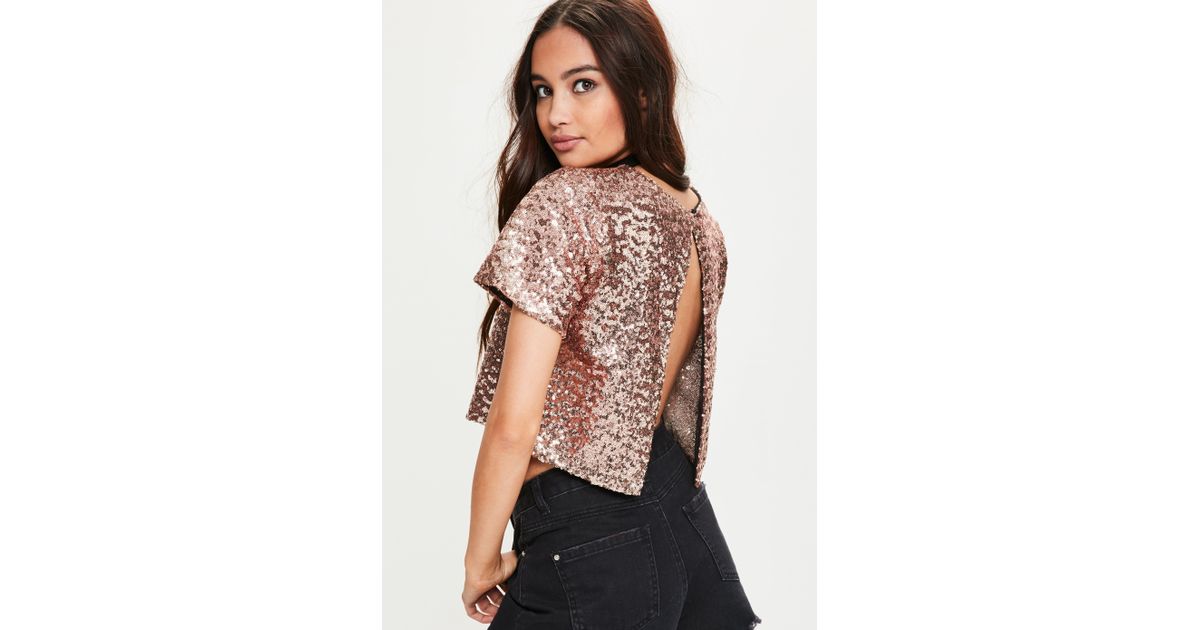 sequin open back top