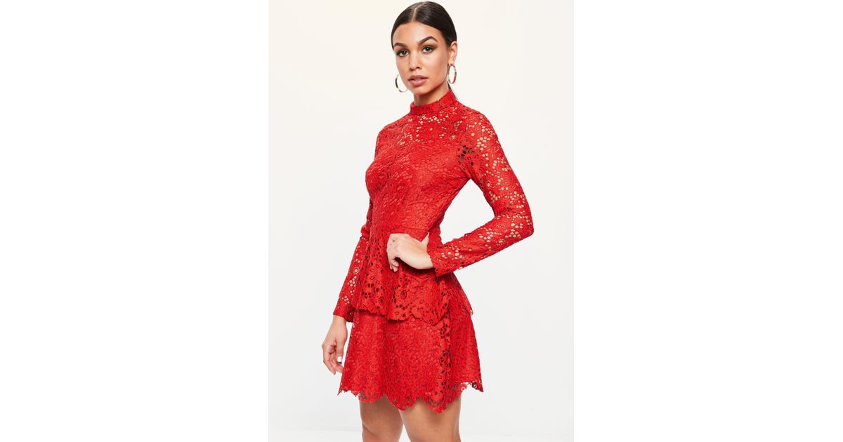 mini red lace dress