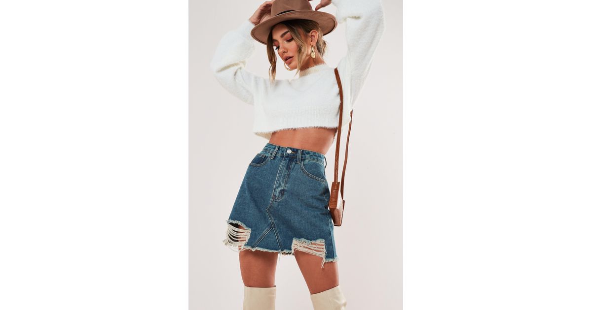 missguided ripped denim skirt