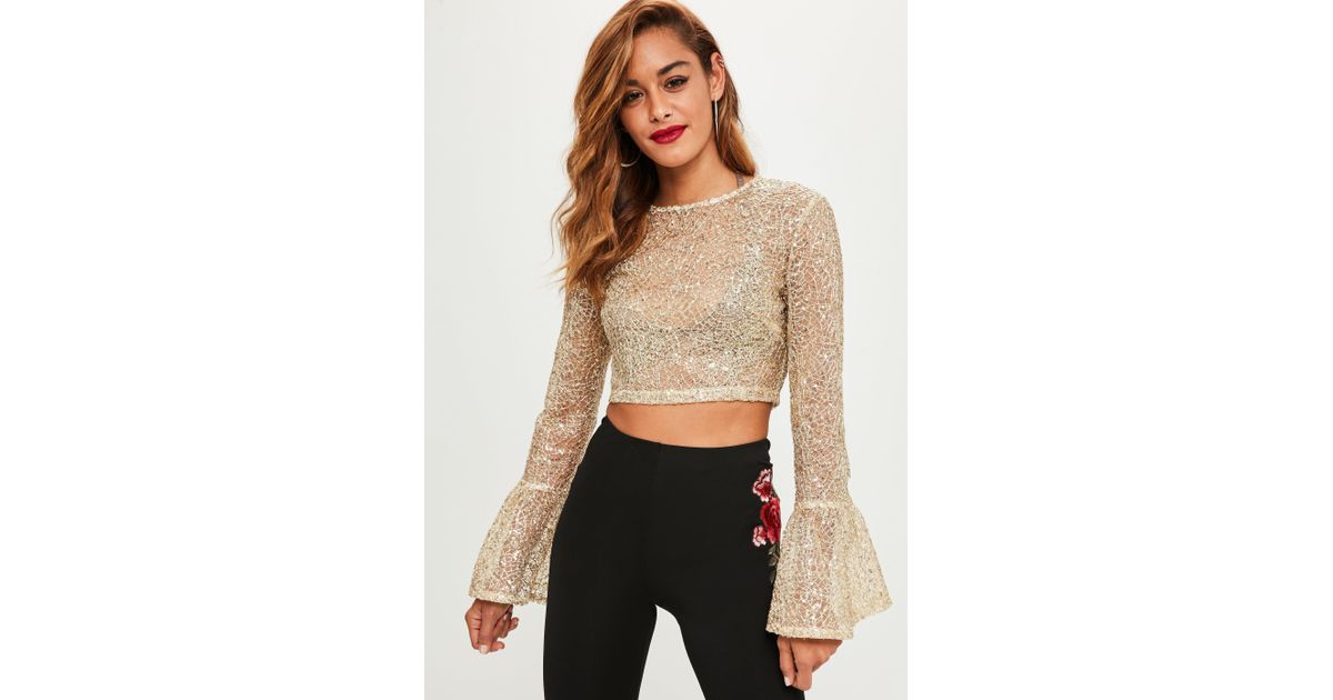 gold sequin crop top