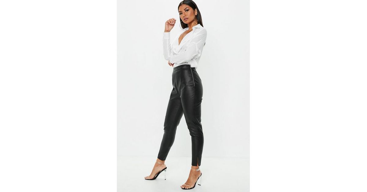 side zip leather trousers