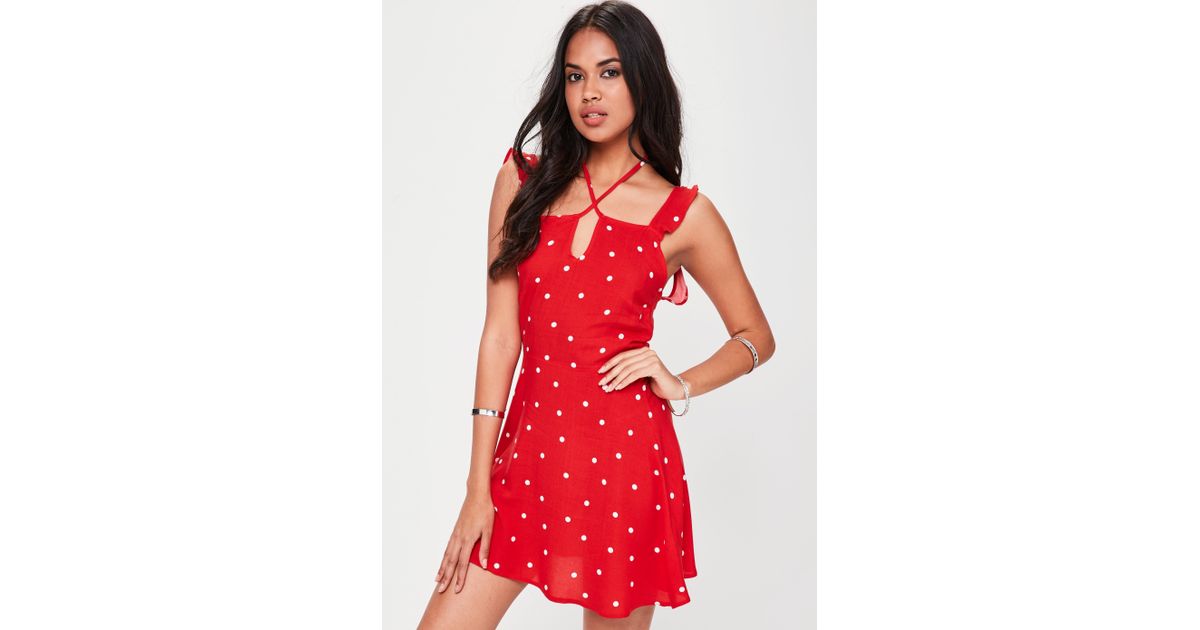 red polka dot skater dress
