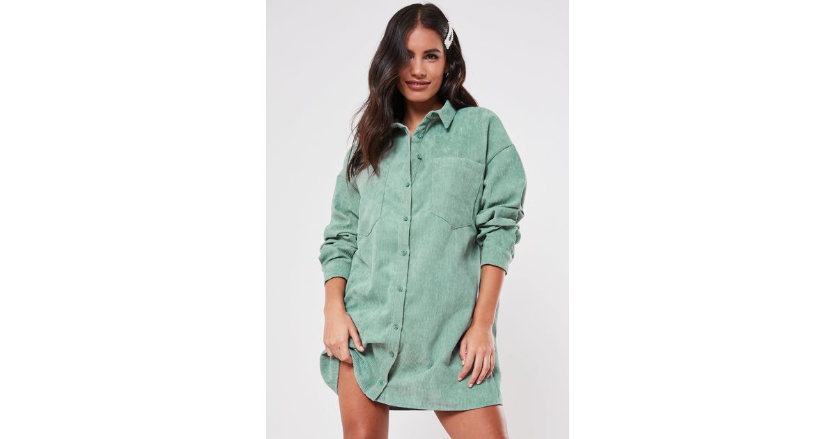 oversized cord shirt dress