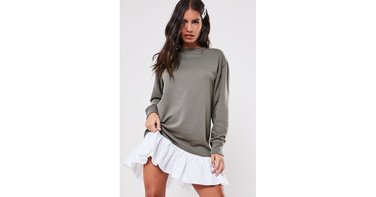 sweater dress with poplin frill