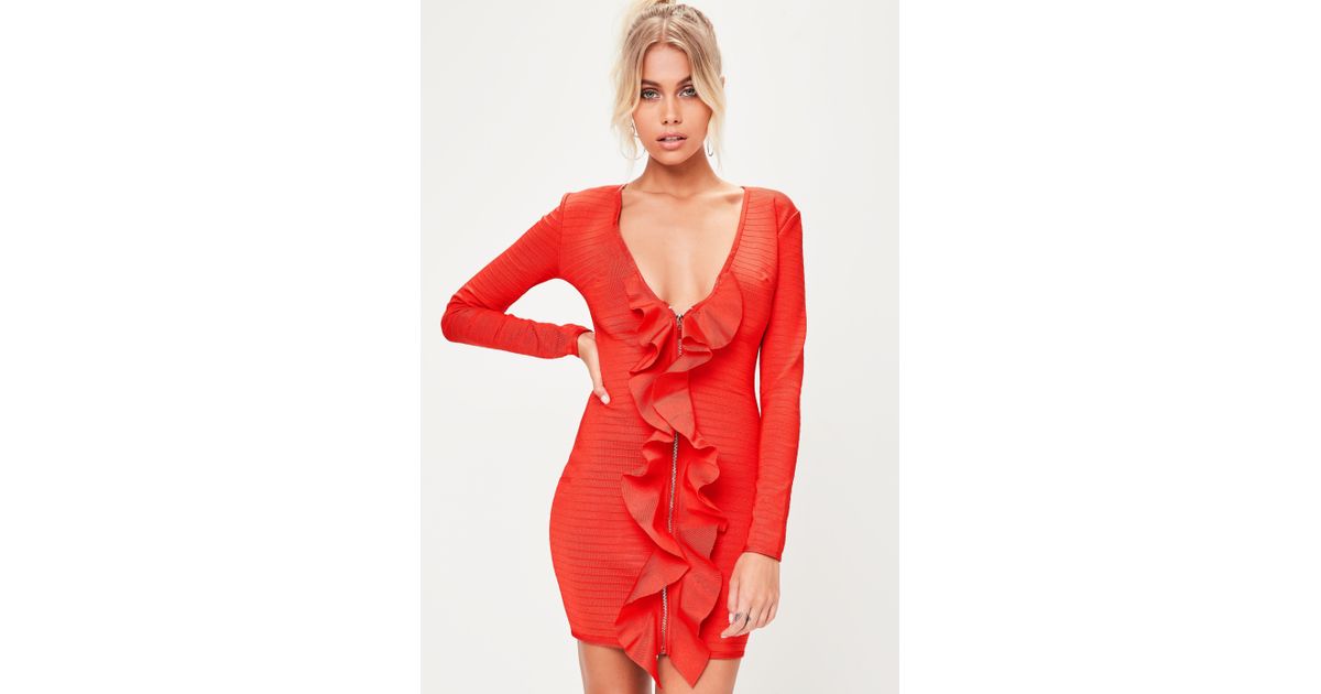 missguided red bandage dress