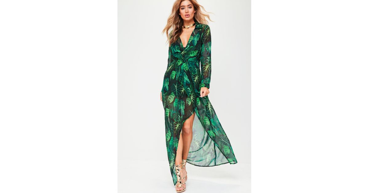 missguided green maxi dress