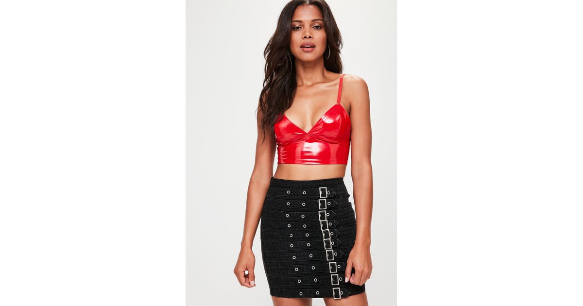 red vinyl bralette