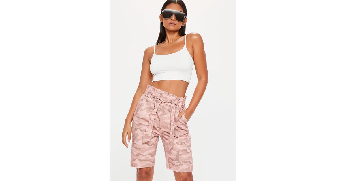 camo paper bag shorts